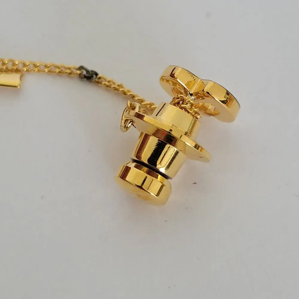 Mila Schon M Logo Tie Pin Clip‎ Cufflinks Set Gold Silver Tone Designer New